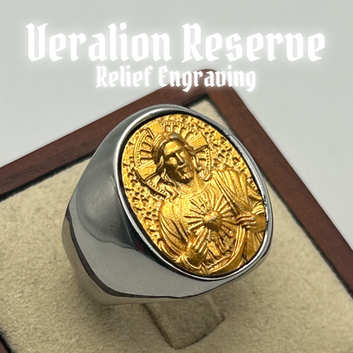Jesus Relief Engraved Ring 316L Stainless Steel - Sacred Canvas Series