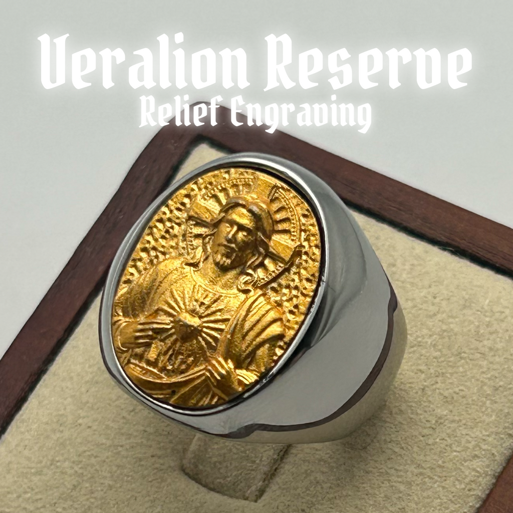 Jesus Relief Engraved Ring 316L Stainless Steel - Sacred Canvas Series