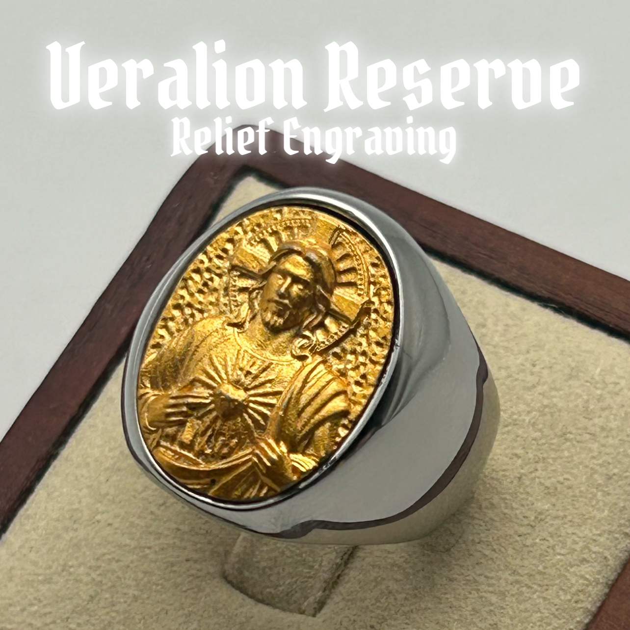 Jesus Relief Engraved Ring 316L Stainless Steel - Sacred Canvas Series