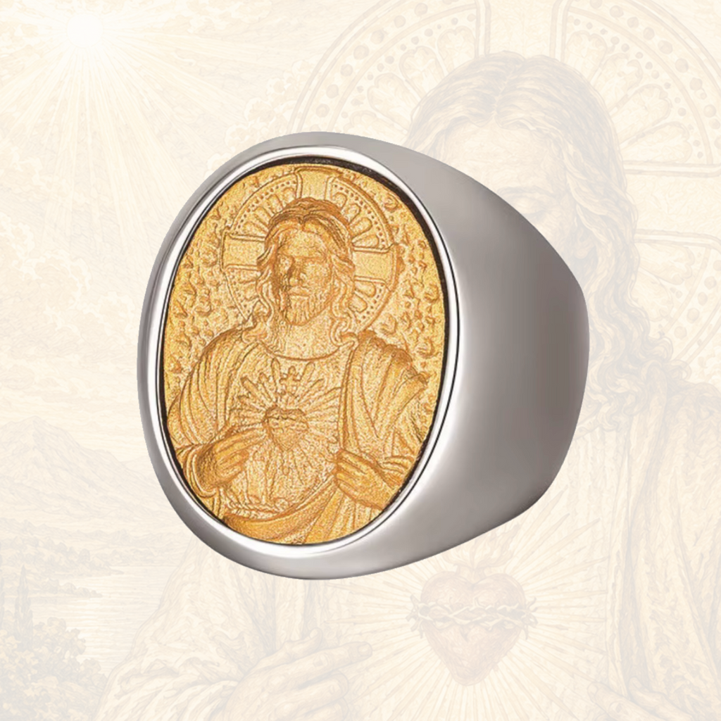 Jesus Relief Engraved Ring 316L Stainless Steel - Sacred Canvas Series
