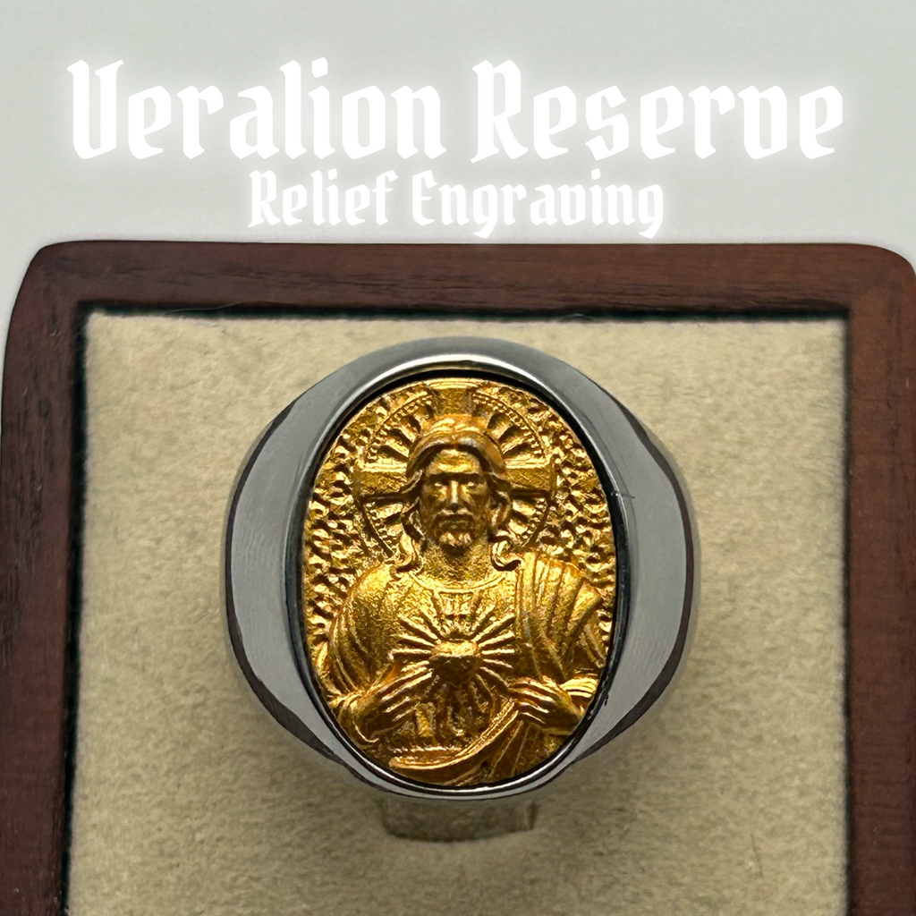 Jesus Relief Engraved Ring 316L Stainless Steel - Sacred Canvas Series