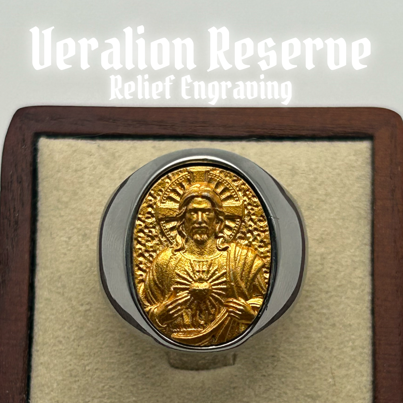 Jesus Relief Engraved Ring 316L Stainless Steel - Sacred Canvas Series